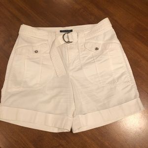 Lauren Ralph Lauren White Cotton Belted Women's Shorts